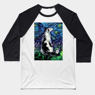 Border Collie Starry Night Baseball T-Shirt